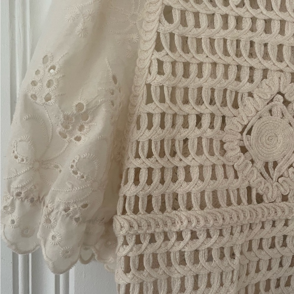 NVLT Cropped Puff-Sleeve Cardigan Sweater Anthropologie - Picture 5 of 8